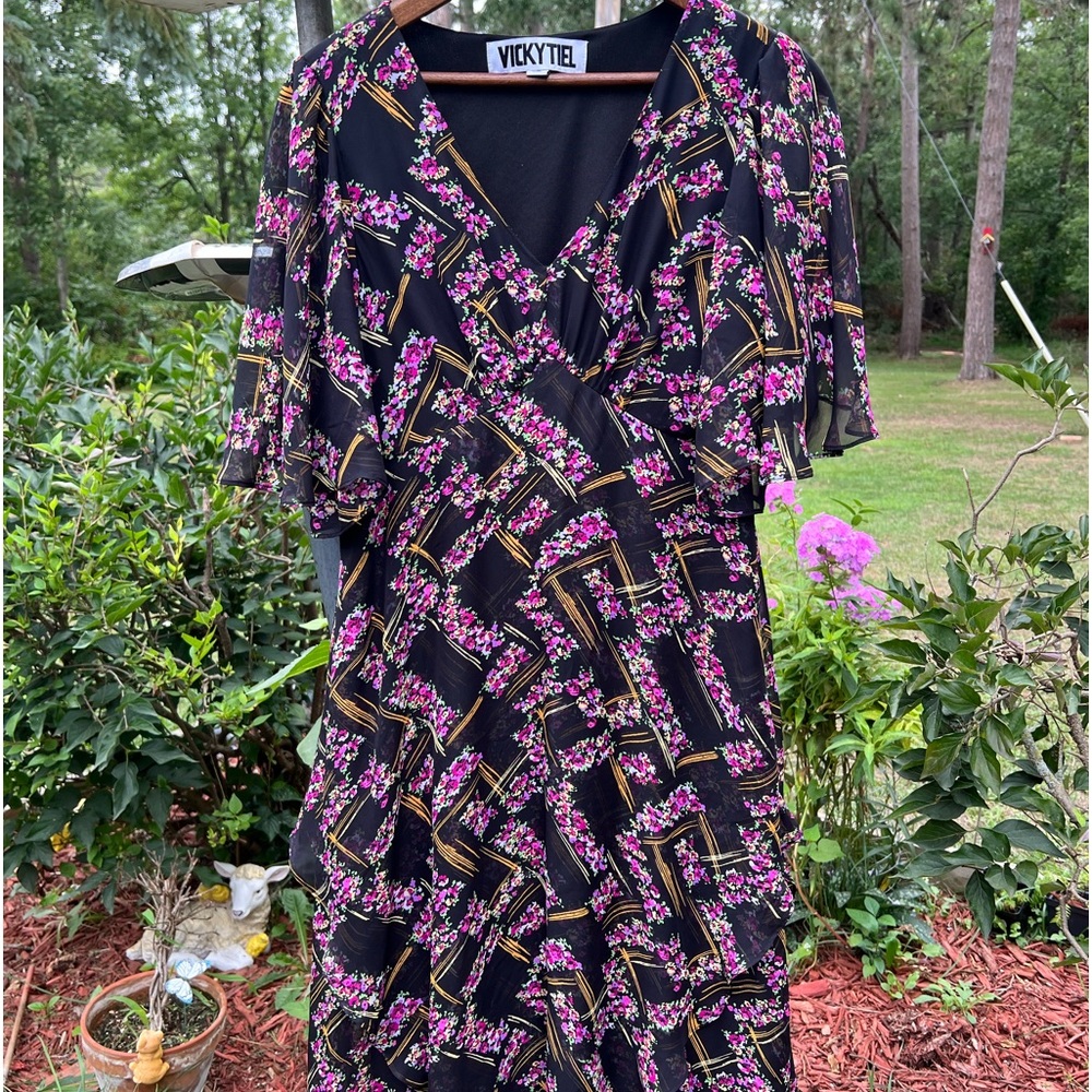 RARE⚡️Vicky Tiel 80’s gypsy flutter dress